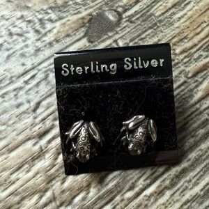 Sterling Silver Frog Stud Earrings